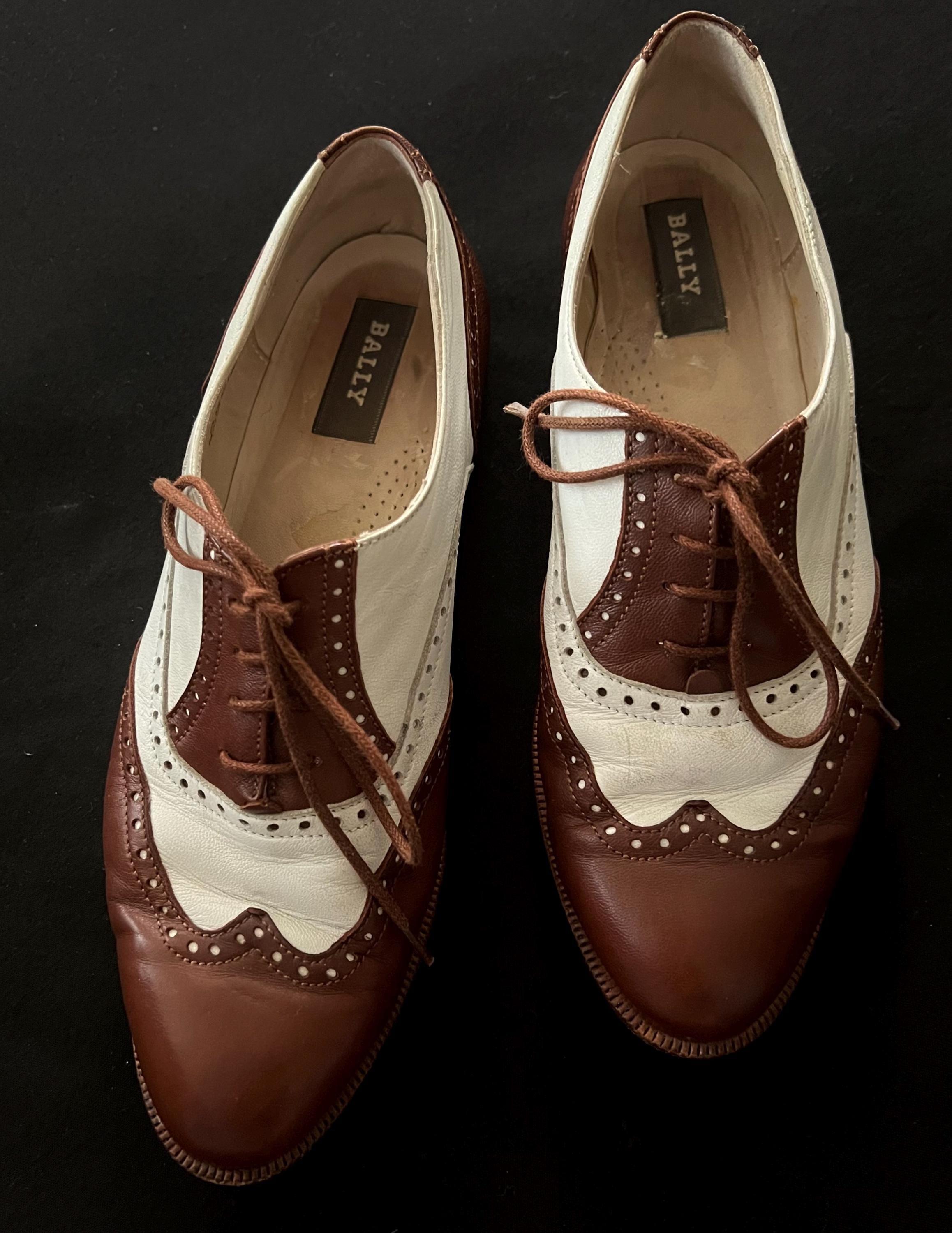 Continentals Bally Wingtip Oxford Dress Shoes Bally Vintage Ladies Oxfords/ Size 40 1/2/ Two Tone Leather  main image 2