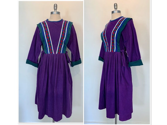 Gorgeous Vintage 1980's Purple Corduroy with Quil… - image 1