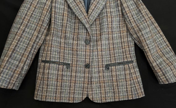 1980s Gray and Brown Wool Stripe Tailored Jacket … - image 4