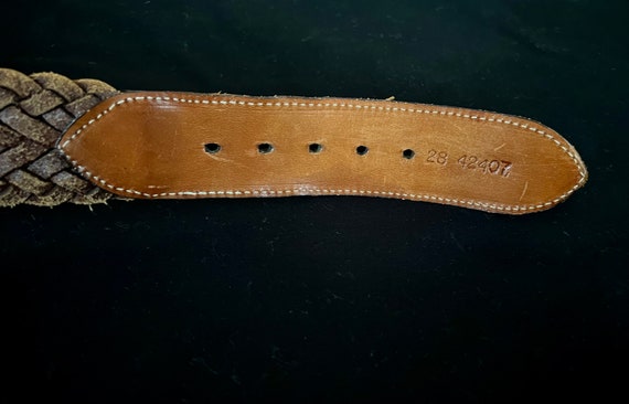 Brown Woven 1980s Belt with Crocodile Patent Leat… - image 6