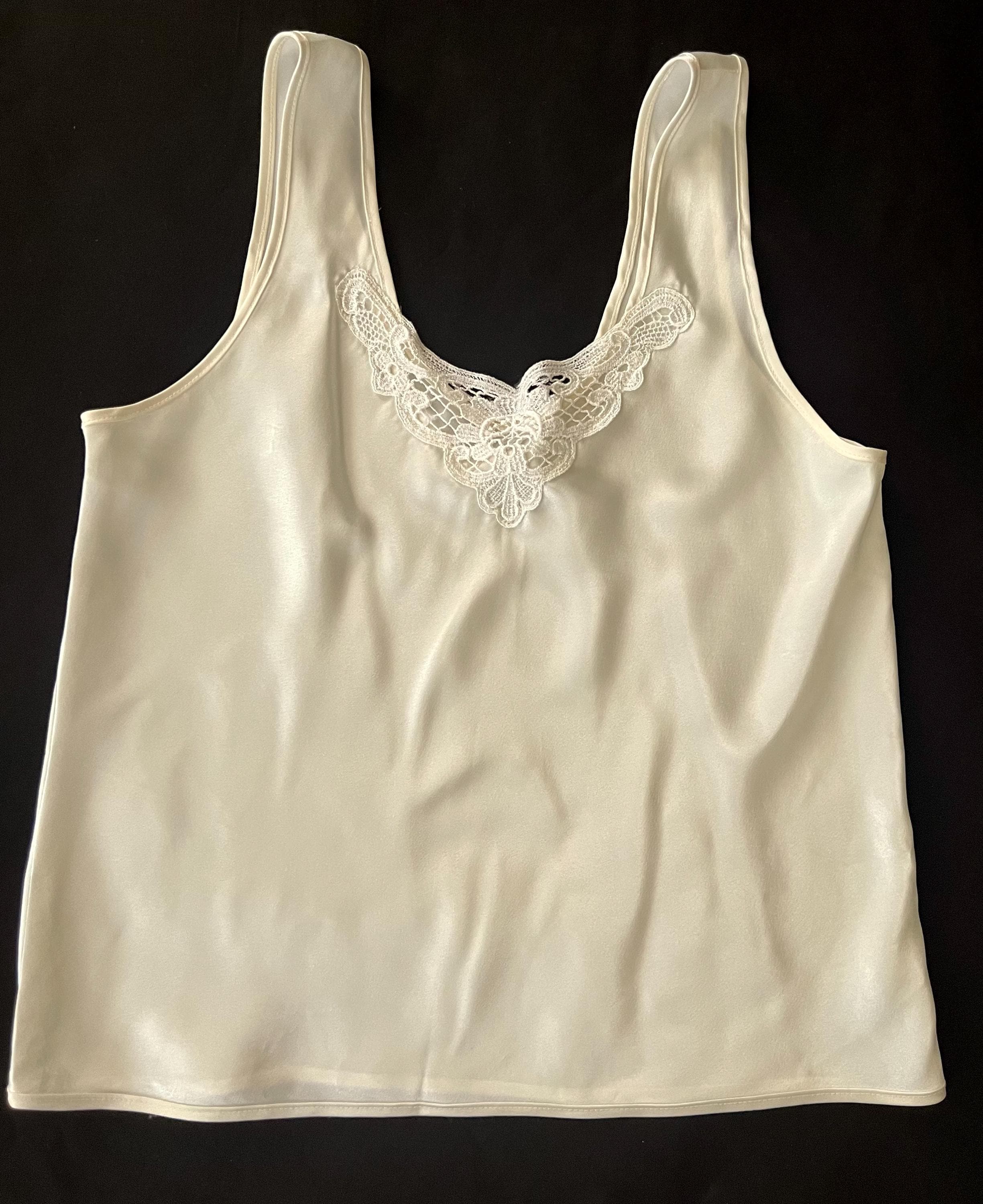 Plus Lace Trim Camisole White 4X