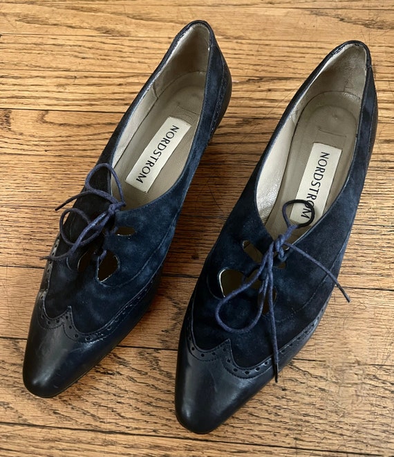 Fabuous 80s Edwardian Style Nordstrom Blue Suede a