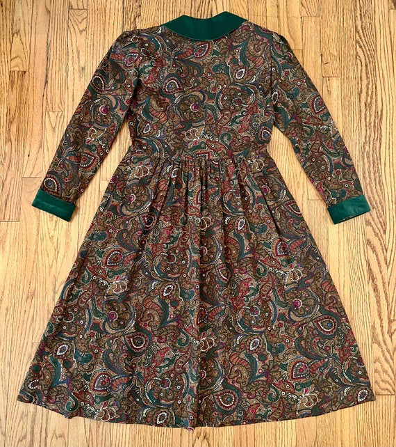 Fabulous Brown and Green Rayon Print Dress by Lan… - image 7