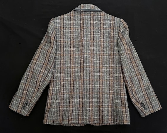 1980s Gray and Brown Wool Stripe Tailored Jacket … - image 2