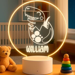 Personalized Dinosaur LED Night Light: Custom Nursery Decor