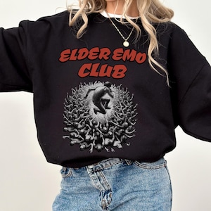 elder emo club sweatshirt | trendy aesthetic metal music gildan sweatshirt |