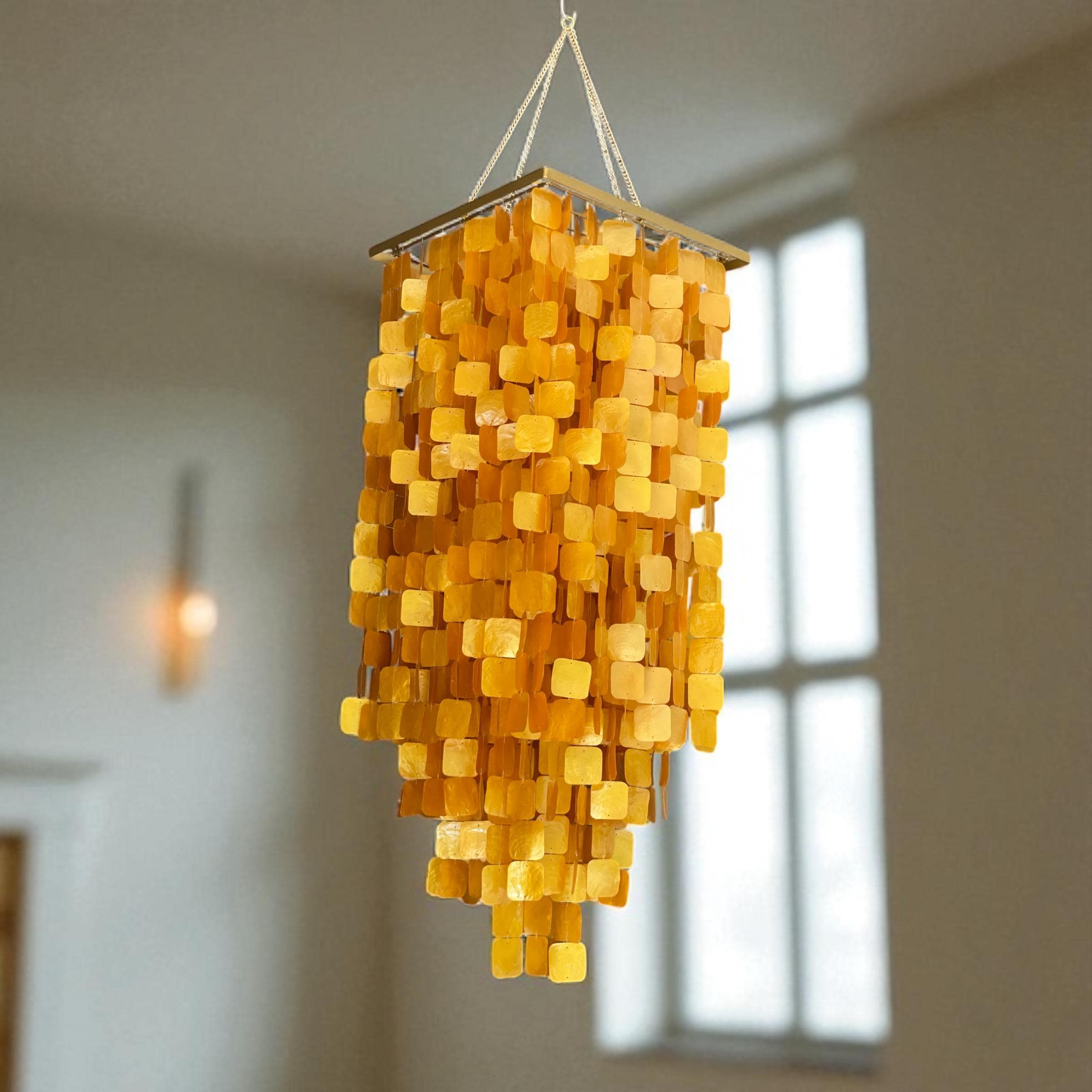 Capiz Shell Chandelier: Handmade Pendant Light, Rectangle 40x100cm - Etsy, image size:2400x2400