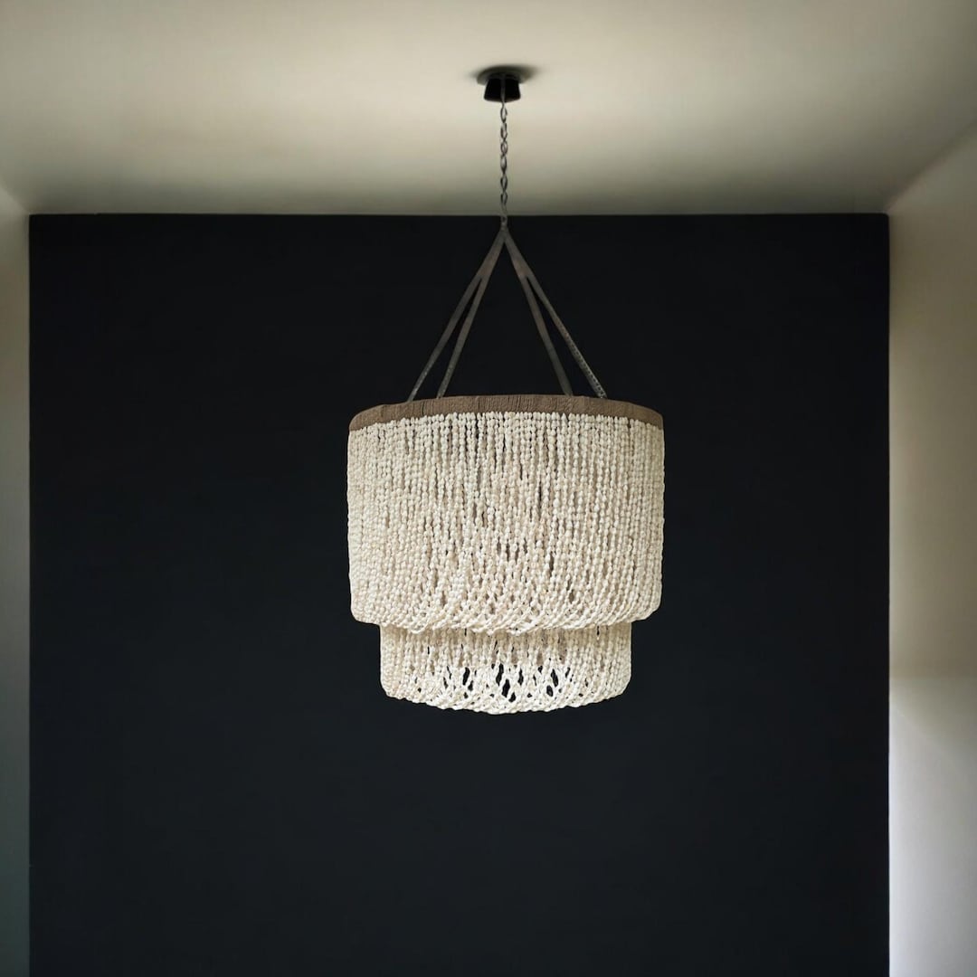 Shell Chandelier: Handmade Coastal Pendant Light - 50cm - Etsy