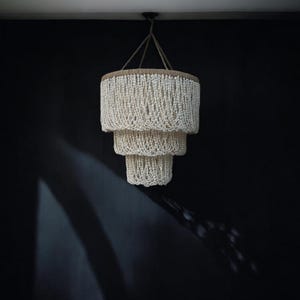 Lampadario a conchiglia - Artigianato a conchiglia - Lampada a sospensione a conchiglia - Decorazioni per la casa a 3 strati