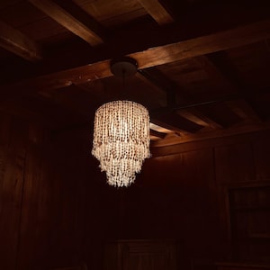 3-Layer Shell Chandelier: Coastal Home Decor Pendant Light 7"x10" (18X25cm)