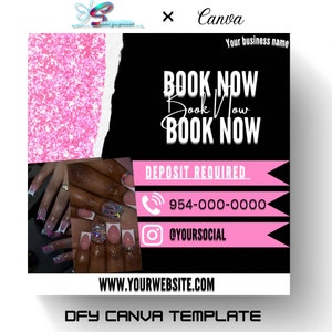 Editable Book Now Flyer, DIY Appointments Available Template, Premade Flyer Template, Hair, Lashes, Make up, Nails, Stylist, Canva Template