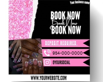 Editable Book Now Flyer, DIY Appointments Available Template, Premade Flyer Template, Hair, Lashes, Make up, Nails, Stylist, Canva Template