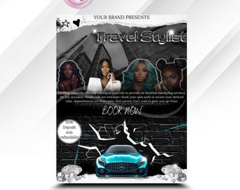 Traveling Stylist Flyer, Traveling Business Flyer, Traveling Hair Stylist, Traveling, Template