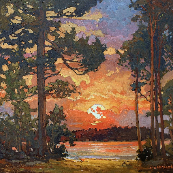 Peninsula Sunset - Giclee Fine Art PRINT of Original Painting matted to 16x20 by Jan Schmuckal Wall Art