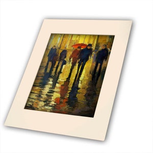 Rainy Night Reflection Giclee Fine Art PRINT of Original Painting matted to 16x20 by Jan Schmuckal image 2