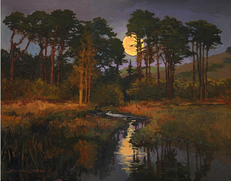 Marsh Moonrise Giclee Fine Art PRINT of Original Painting - Etsy