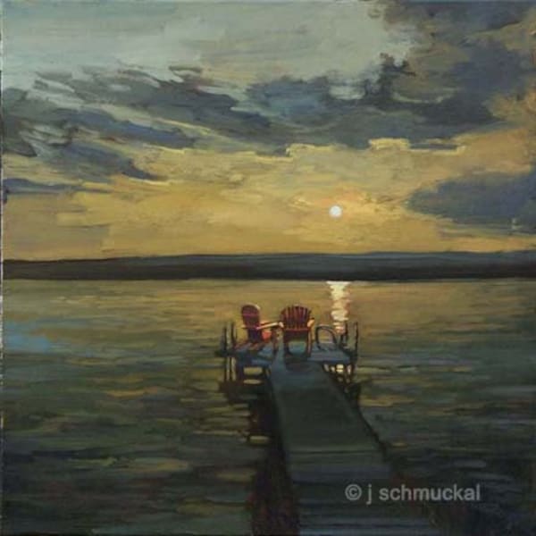 Dock On The Bay - GICLEE Fine Art print  matted to 12x12 by Jan Schmuckal