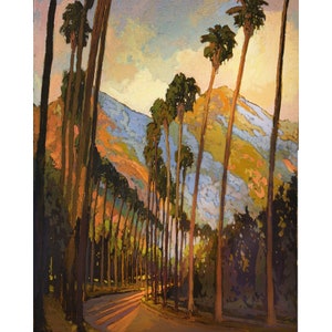 Altadena - California  - Giclee Fine Art PRINT of Original Painting matted to 16x20 by Jan Schmuckal Mission Arts and Crafts Style Wall Art