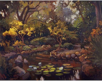 Garden Light - Giclee Fine Art PRINT of Original Painting matted to 16x20 by Jan Schmuckal Wall Art