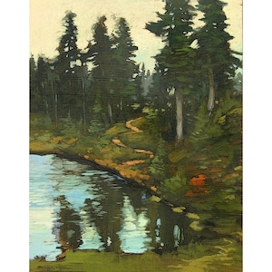 At Back Country Pond Giclee Fine Art PRINT of Original Painting matted to 16x20 by Jan Schmuckal image 1