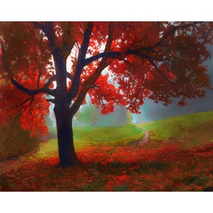 Crimson Canopy - Giclee Fine Art PRINT of Original Painting matted to 11x14 by Jan Schmuckal