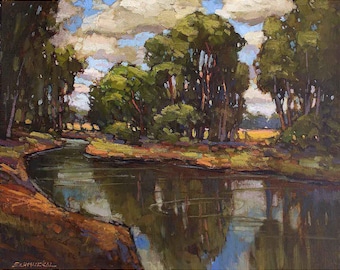 Day On The Creek - Giclee Fine Art PRINT of Original Painting matted to 11x14 by Jan Schmuckal Wall Art