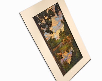 Dawn At The Pond - Giclee Fine Art Vertical PRINT of Original Painting matted to 12x20 by Jan Schmuckal