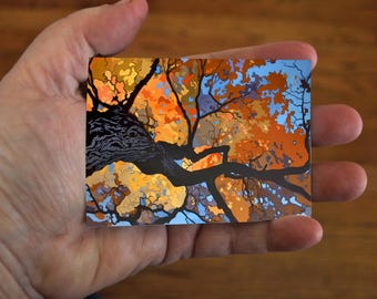 ACEO Edition of Original Painting by Jan Schmuckal - Autumn Mosaic - Signed Affordable Art Print Trading Art Card size artist produced