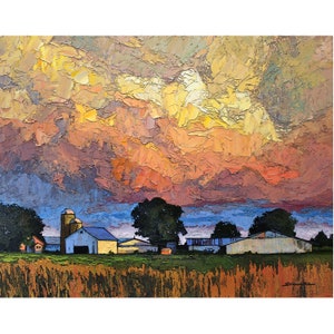 Illinois Sunset - Giclee Fine Art PRINT of Original Painting matted to 16x20 by Jan Schmuckal