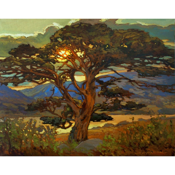 End With A Flourish - Giclee Fine Art PRINT of Original Oil Painting matted to 16x20 by Jan Schmuckal Tree Of Life Art Mission Arts Crafts