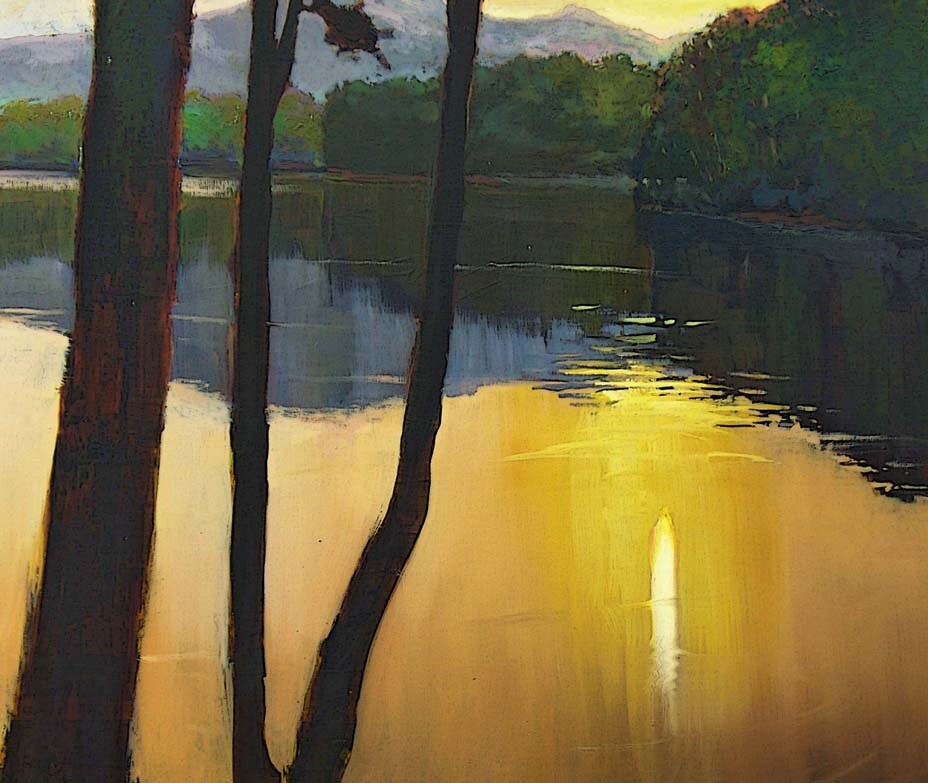 Sunset Lakeside - Giclee Fine Art PRINT of Original Painting Matted to ...