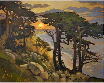 Evening Music - Giclee Fine Art PRINT of Original Oil Painting matted to 16x20 by Jan Schmuckal Mission Arts and Crafts Wall Art