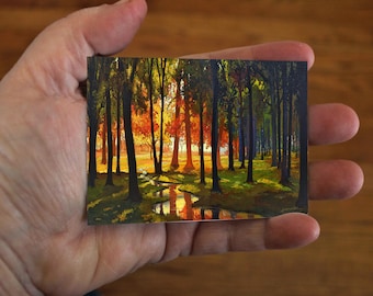 ACEO Edition of Original Painting by Jan Schmuckal - The Clearing - Signed Affordable Art Print Trading Art Card size artist produced