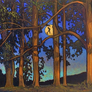 Quiet Calm Of Night- Moonrise - Giclee Fine Art PRINT of Original Painting matted to 16x20 by Jan Schmuckal Wall Art