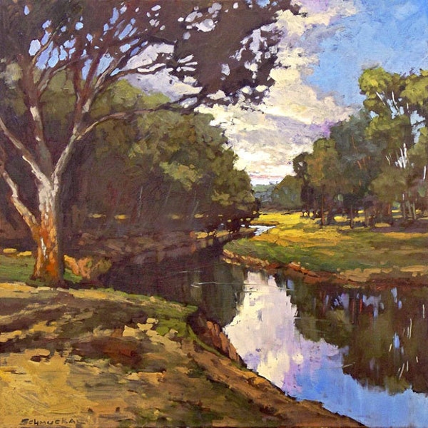 Winding Creek, North - Giclee Fine Art PRINT matted to 12x12 by Jan Schmuckal