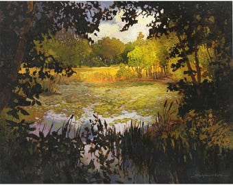 Dragonfly Haven - Giclee Fine Art PRINT of Original Painting matted to 16x20 by Jan Schmuckal Wall Art