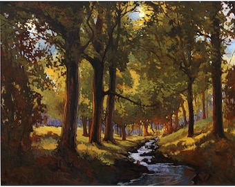 October Afternoon - Giclee Fine Art PRINT of Original Painting matted to 16x20 by Jan Schmuckal