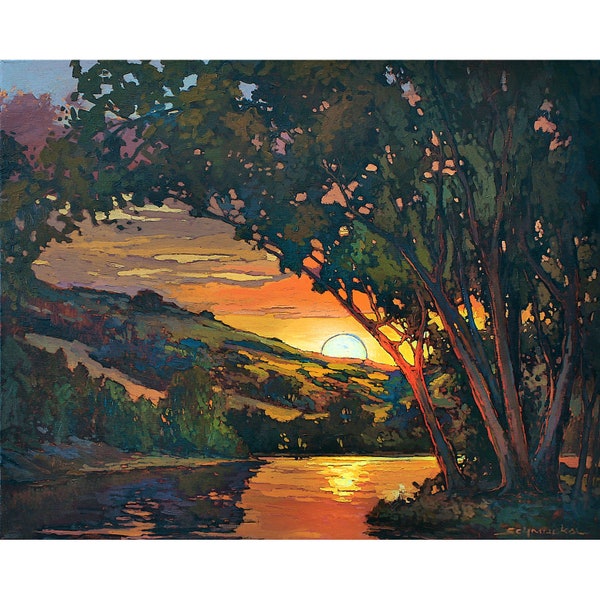 Blush Of Sunset - Giclee Fine Art PRINT of Original Painting matted to 16x20 by Jan Schmuckal Wall Art