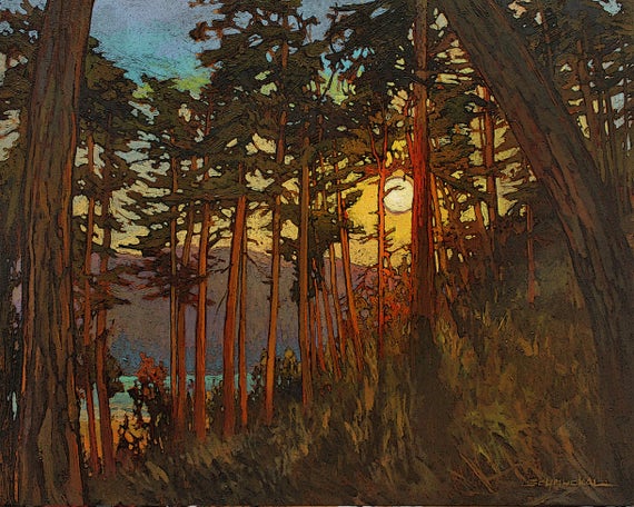 Sun Behind the Mountain - Mission Arts and Crafts Style Giclee