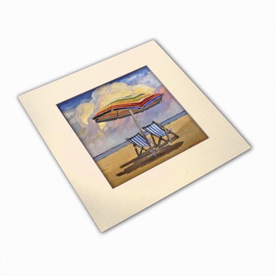 On the Beach - Arts and Crafts CRAFTSMAN - Matted to 12x12 Giclee
