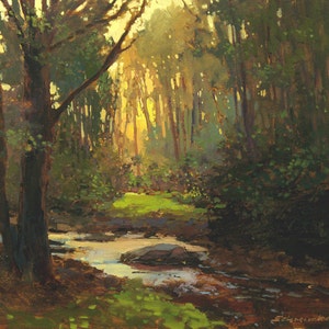 Rocky Creek - Giclee Fine Art PRINT of Original Painting matted to 11x14 by Jan Schmuckal Wall Art
