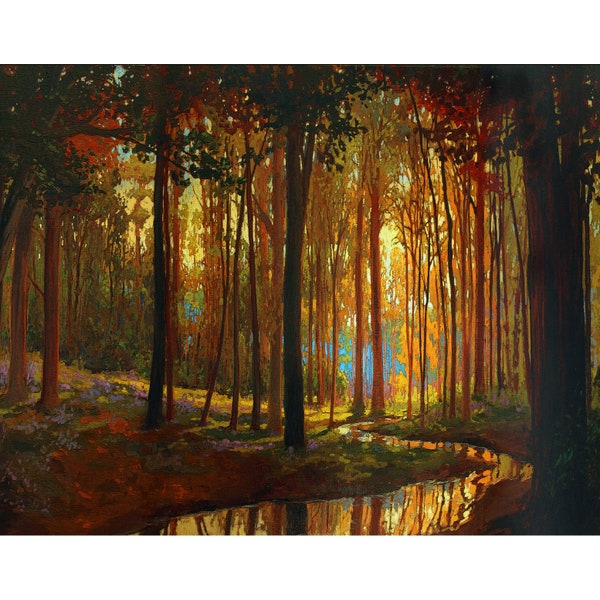 Creekside - Giclee Fine Art PRINT of Original Painting matted to 16x20 by Jan Schmuckal Wall Art