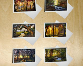 Creeks and Streams Large Blank Original Art Folded Note Cards - Jan Schmuckal - Set of 6 - Artist Signed and Handmade Made in the USA
