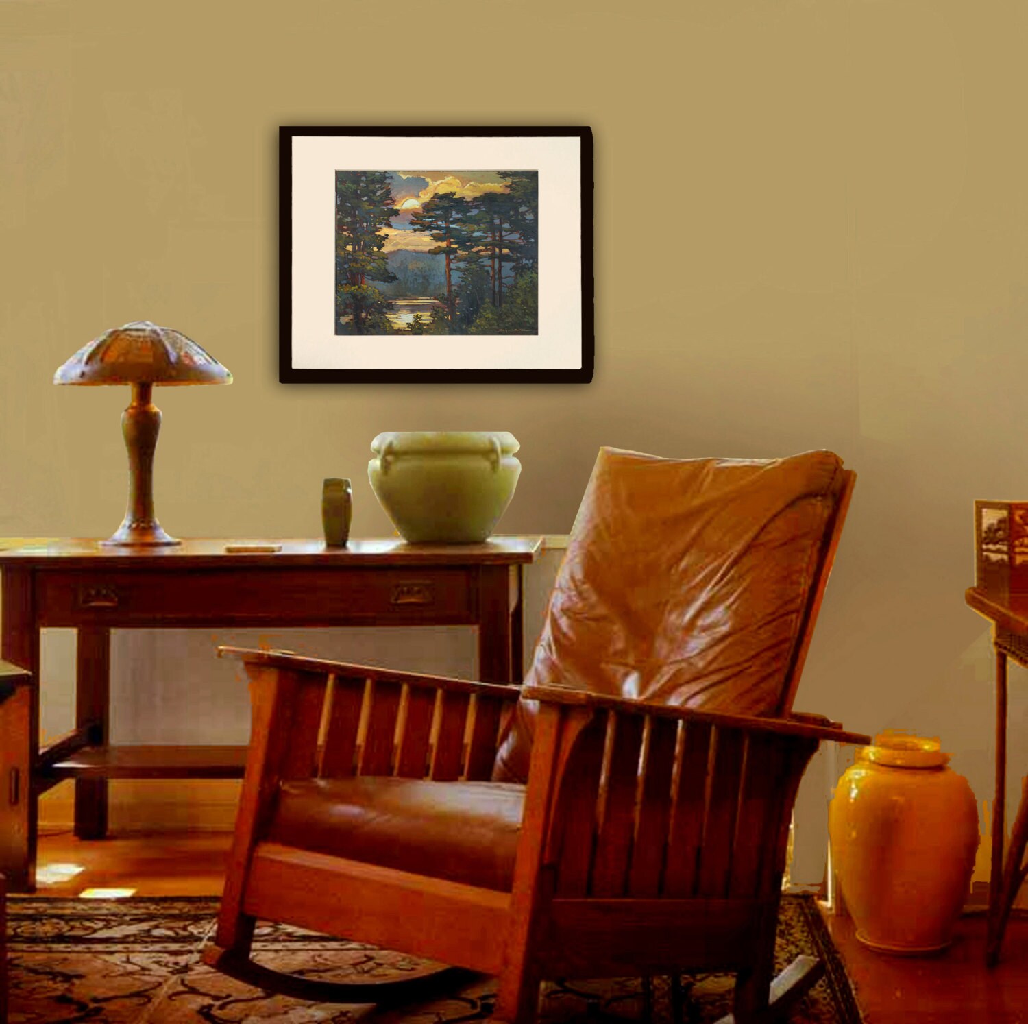 Pines Over the Lake - Giclee Fine Art PRINT of Original Painting Matted ...
