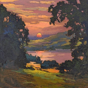 En mis sueños - Artes y oficios - Impresión artística giclée de 30x30 cm (12x12 pulgadas) con paspartú - Atardecer, de Jan Schmuckal