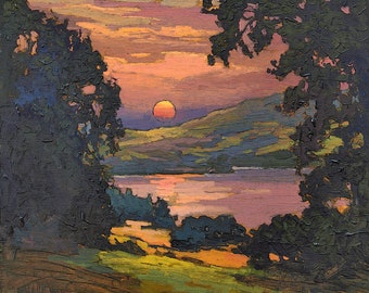 In My Dreams - Arts and Crafts CRAFTSMAN - Matted to 12x12 Giclee Fine Art PRINT Sunset by Jan Schmuckal Wall Art
