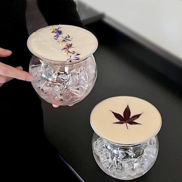 Double-Walled Glass Coffee Cup - Crystal Latte Glass, Specialty Cocktail Margarita & Martini Split Glass, Unique Design Drinkware