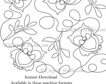 Owls E2E - Longarm Digital Quilting Pattern  Edge to Edge Instant Download