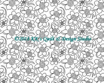 Daffodils - Longarm Digital Quilting Pattern  Edge to Edge Instant Download