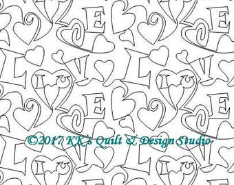 All My Love - Longarm Digital Quilting Pattern  Edge to Edge Instant Download